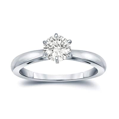Auriya 14k Gold 1/2 carat TW 6-Prong Round Solitaire Diamond Engagement Ring