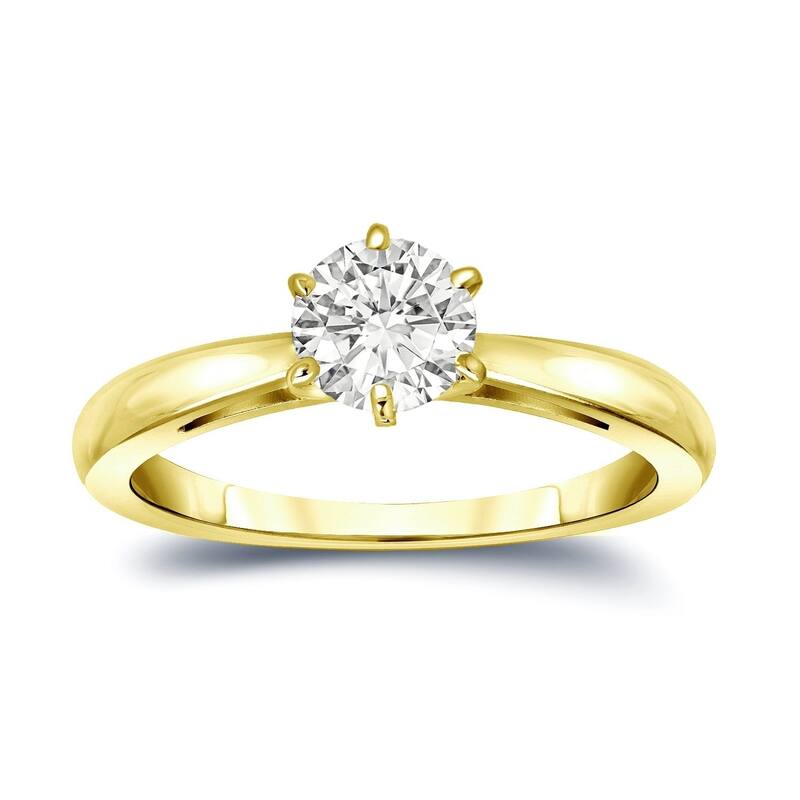 Auriya 14k Gold 1/2 carat TW 6-Prong Round Solitaire Diamond Engagement Ring