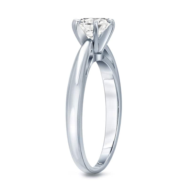 Auriya 14k Gold 1/2 carat TW 6-Prong Round Solitaire Diamond Engagement Ring