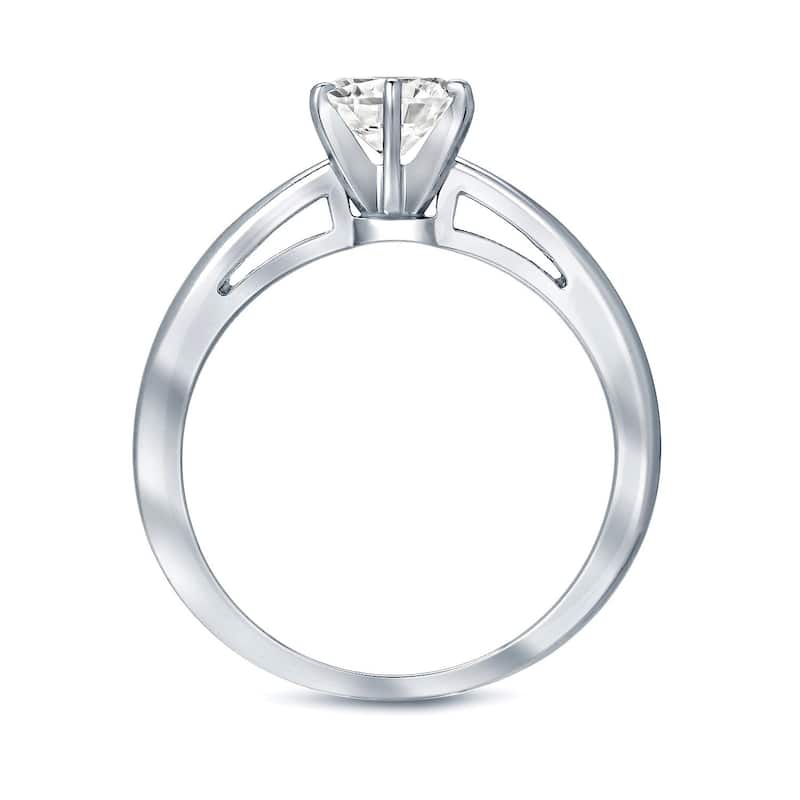 Auriya 14k Gold 1/3 carat TW 6-Prong Round Solitaire Diamond Engagement Ring