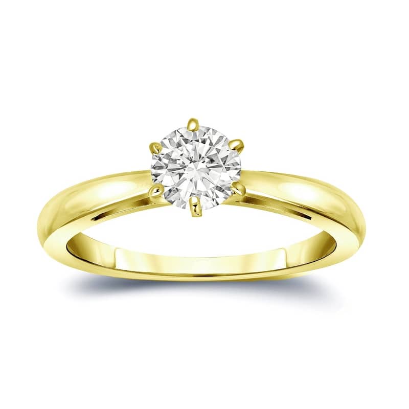 Auriya 14k Gold 1/4 carat TW 6-Prong Round Solitaire Diamond Engagement Ring - 4.5 - Yellow