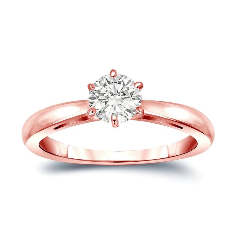 Auriya 14k Gold 1/4 carat TW 6-Prong Round Solitaire Diamond Engagement Ring