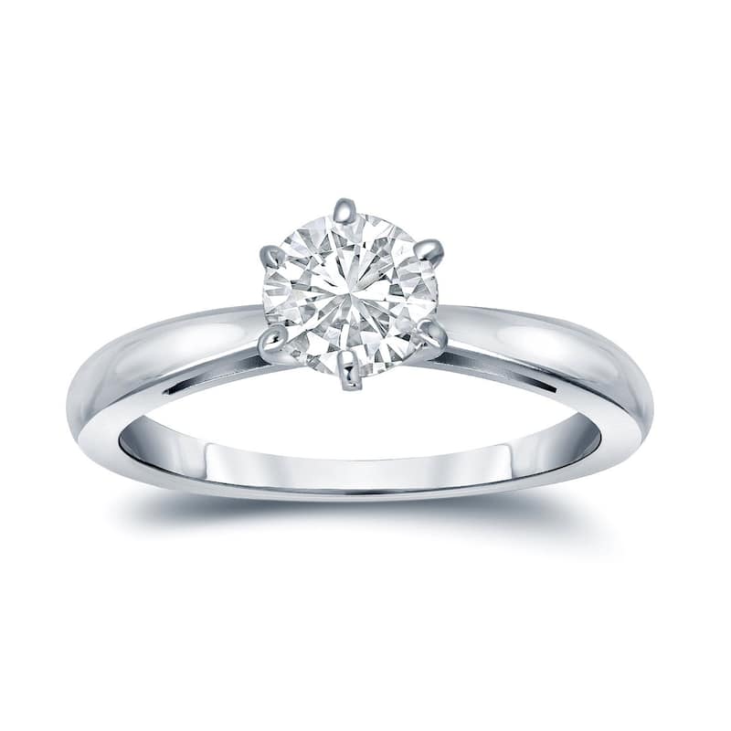 Auriya 14k Gold 3/4 carat TW 6-Prong Round Solitaire Diamond Engagement Ring - 4 - White
