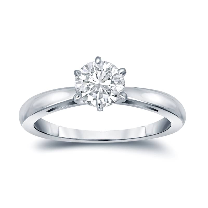 Auriya 14k Gold 3/4 carat TW 6-Prong Round Solitaire Diamond Engagement Ring