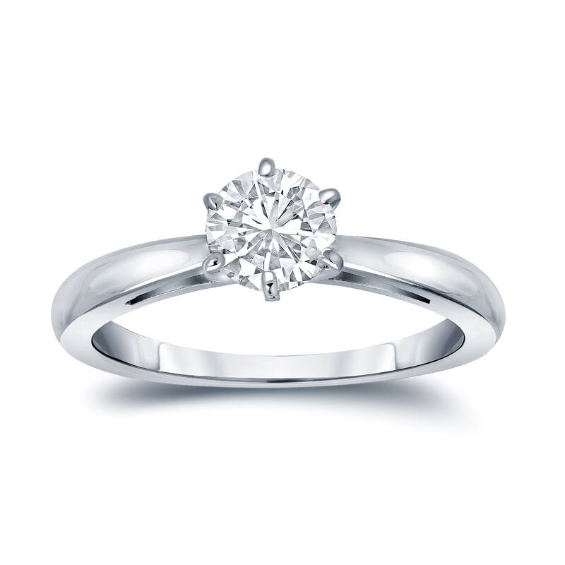 Auriya 14k Gold 1/2 carat TW 6-Prong Round Solitaire Diamond Engagement Ring