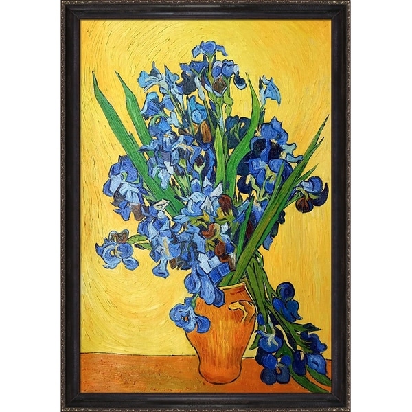 Shop Vincent Van Gogh 'Irises in a Vase' Hand Painted Framed Canvas Art ...
