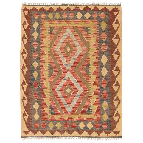 Handmade One-of-a-Kind Wool Mimana Kilim (Afghanistan) - 2'8 x 3'7