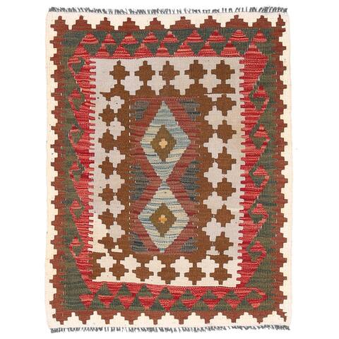 Handmade One-of-a-Kind Wool Mimana Kilim (Afghanistan) - 2'9 x 3'5