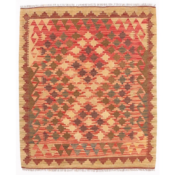slide 2 of 3, Handmade One-of-a-Kind Wool Mimana Kilim (Afghanistan) - 2'11 x 3'8