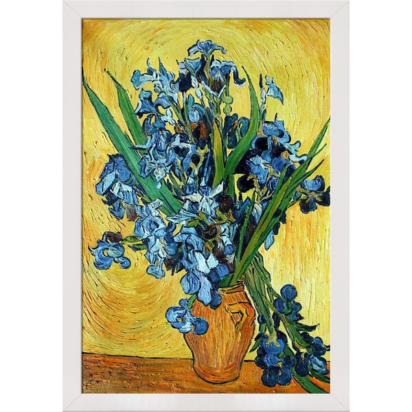 Vincent Van Gogh 'Irises in a Vase' Hand Painted Framed Canvas Art ...