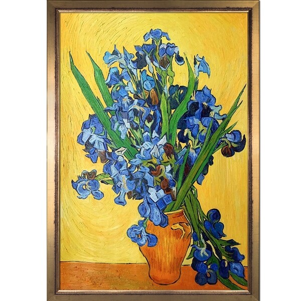 Shop Vincent Van Gogh 'Irises in a Vase' Hand Painted Framed Canvas Art ...