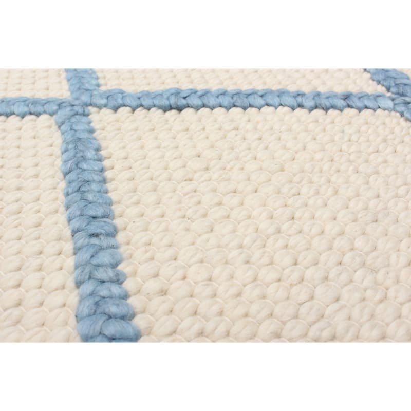 Braided weave Diamond Cream Wool Rug