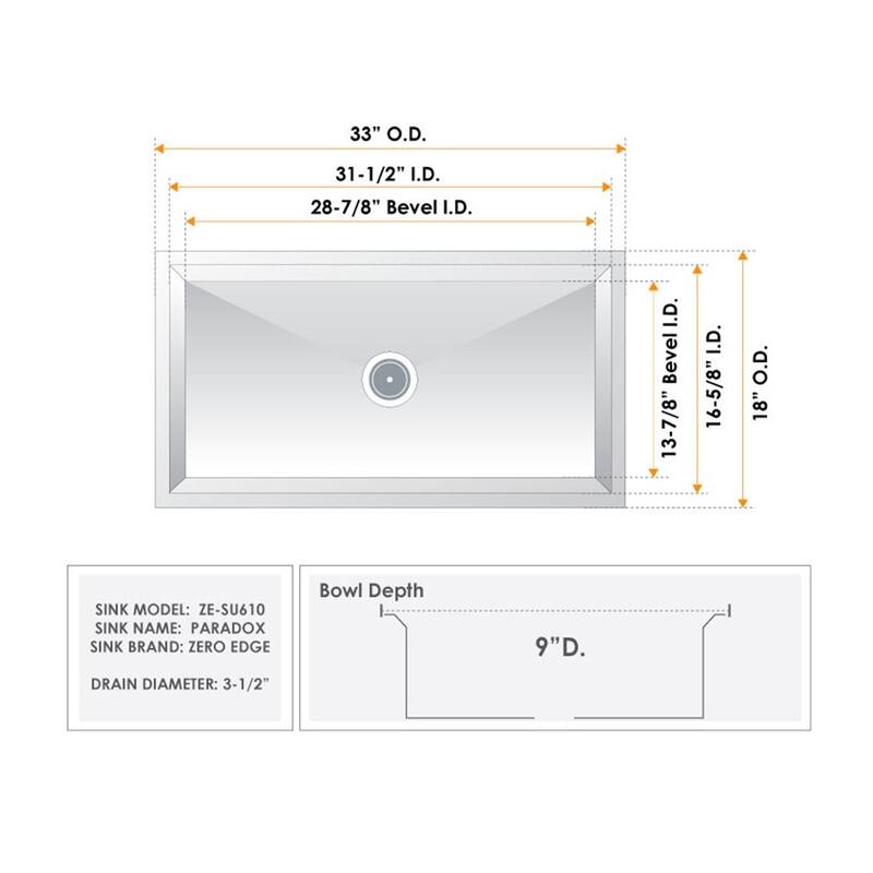 Zero Edge Paradox Handcrafted 18-gauge Stainless Steel Sink