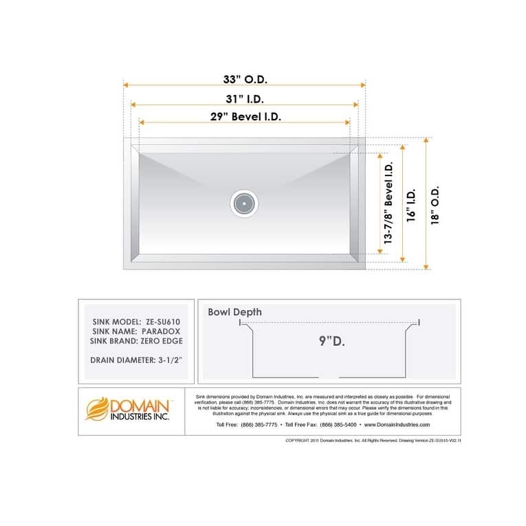 Zero Edge Paradox Handcrafted 18-gauge Stainless Steel Sink