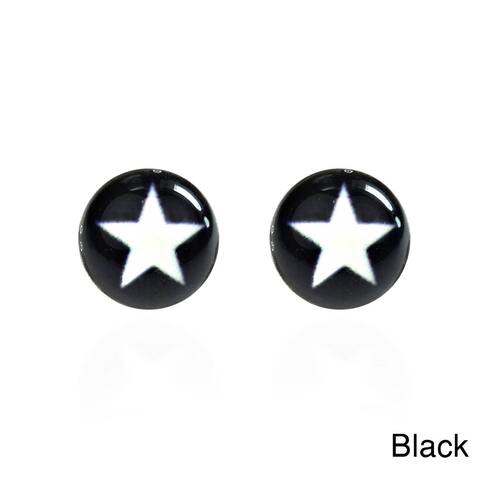 Handmade Simple Enamel Star .925 Sterling Silver Stud Earrings (Thailand)