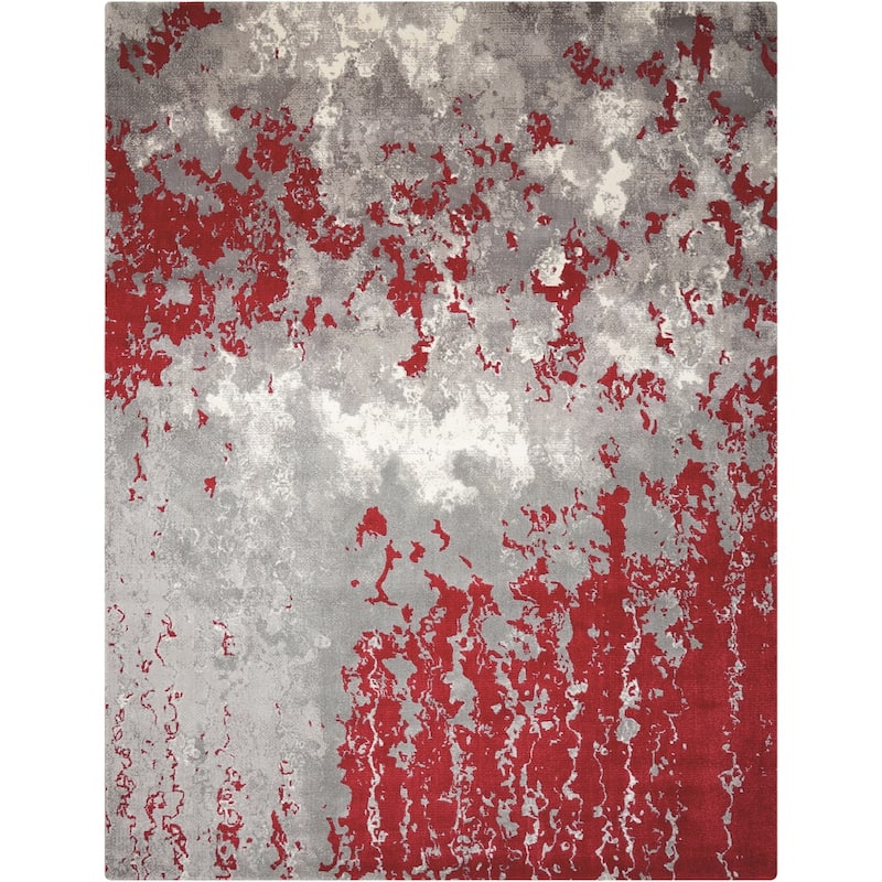 Nourison Twilight TWI21 Area Rug - 9'9" x 13'9" - Grey/Red - Rectangle