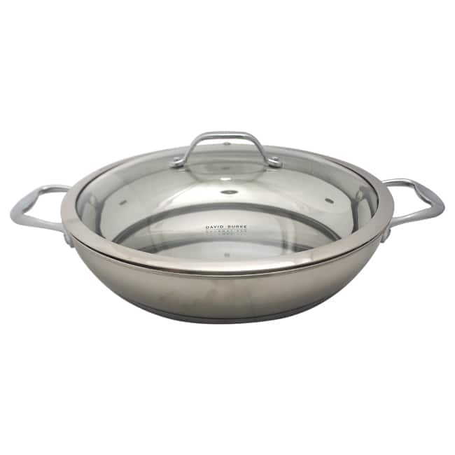 David Burke Gourmet Pro Splendor 12.5 inch Pots Pan Lid Stainless Steel