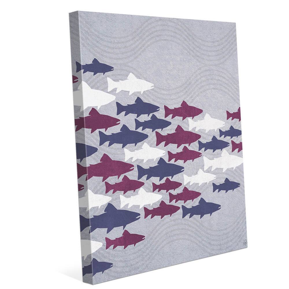 Purple Fish Shoal Wall Art on Canvas