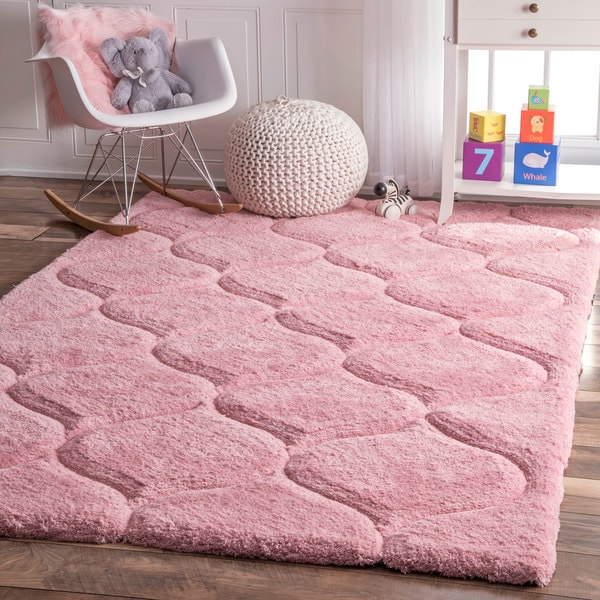 nuLOOM Handmade Trellis Soft and Plush Solid Pink Kids Shag Rug 76 x 96 44be86ca 626a 4023 a071 b7b8391d6a28_600