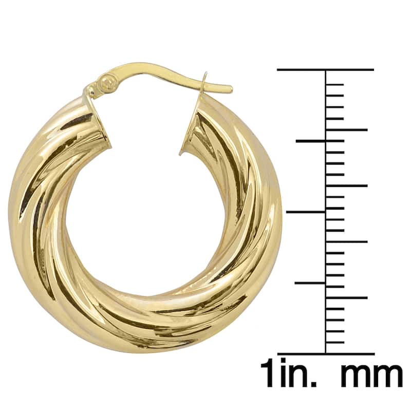 Fremada Italian 14k Yellow Gold 6x15-mm High Polish Bold Twist Hoop Earrings