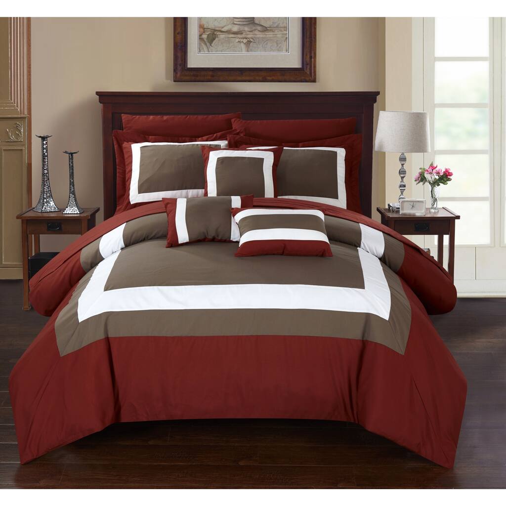 Chic Home Darren Brick Bed in a Bag Comforter 10-Piece Set