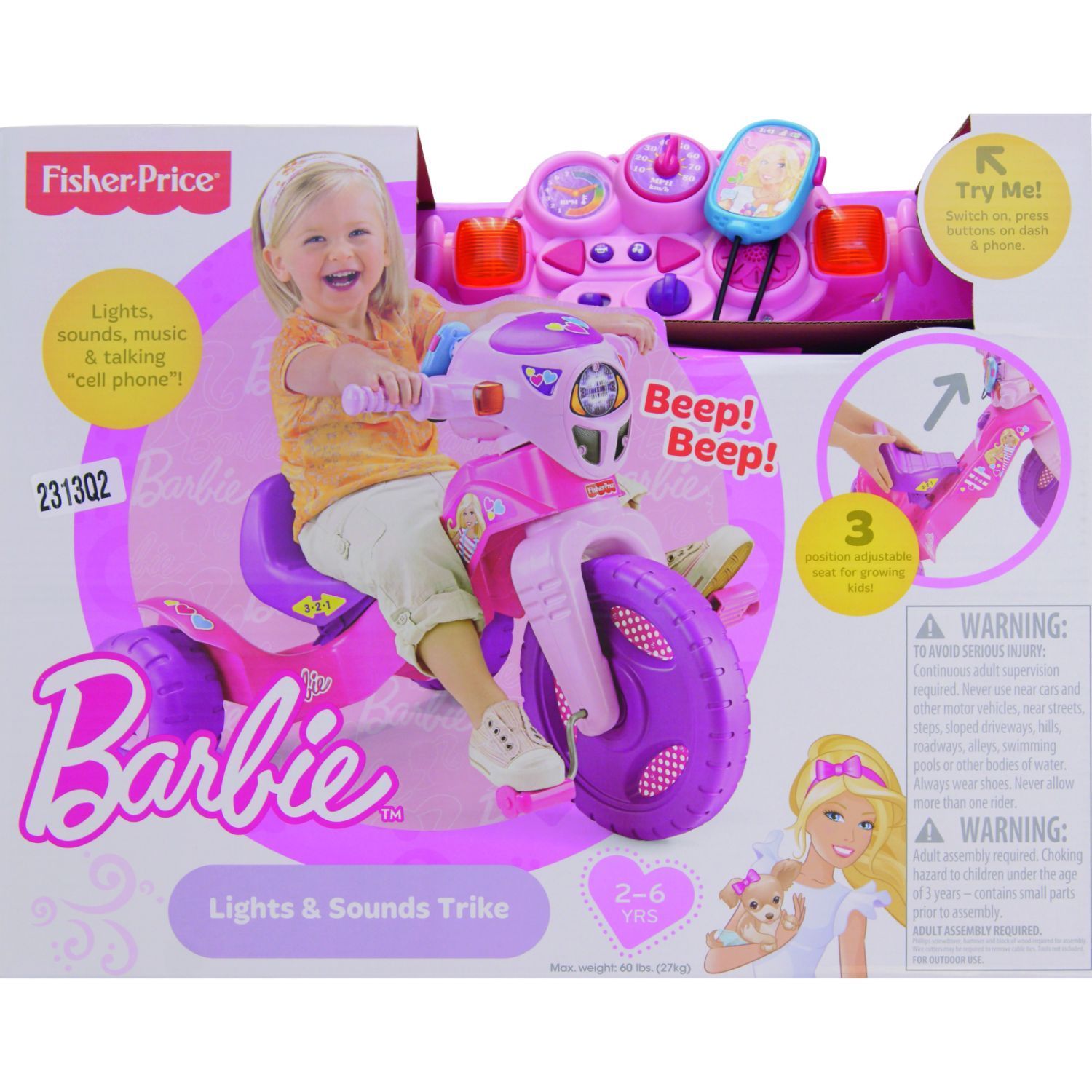 fisher price barbie lights and sounds trike