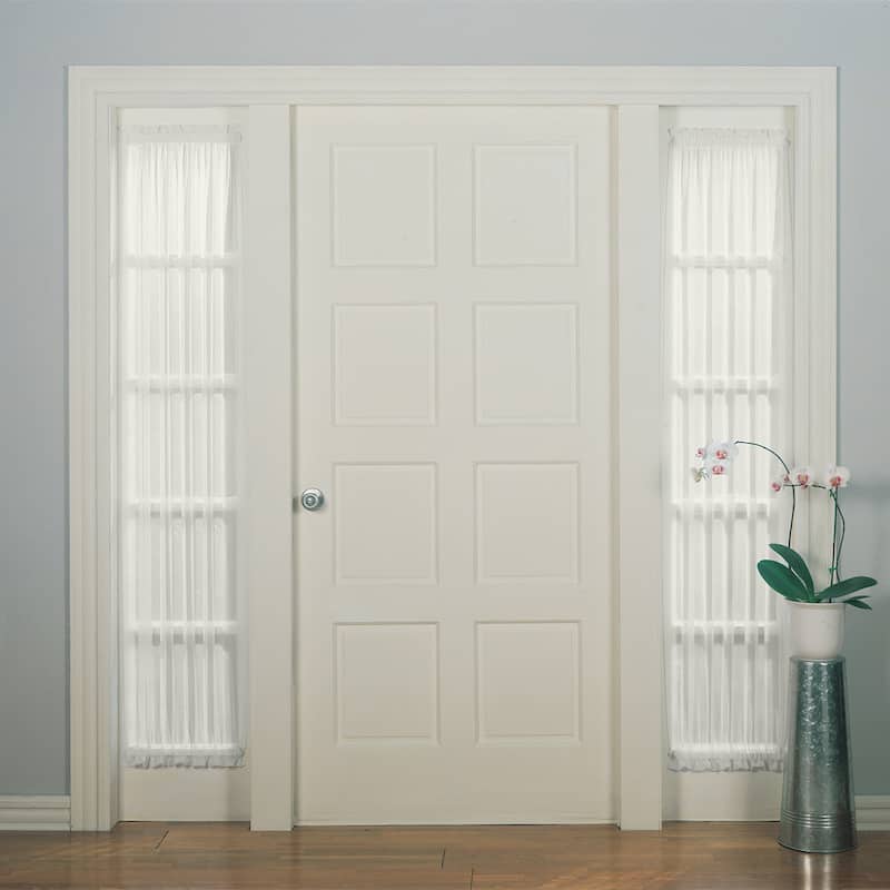 No. 918 Emily Voile Sheer Rod Pocket Door Sidelight Curtain Panel, Single Panel - 28x72 - White