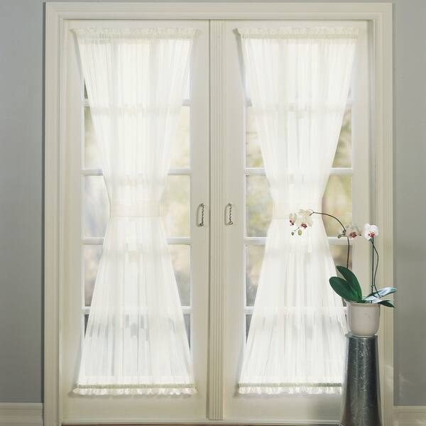 No 918 Emily Sheer Voile Solid Single Patio Door Curtain Solid Single Patio Door Curtain