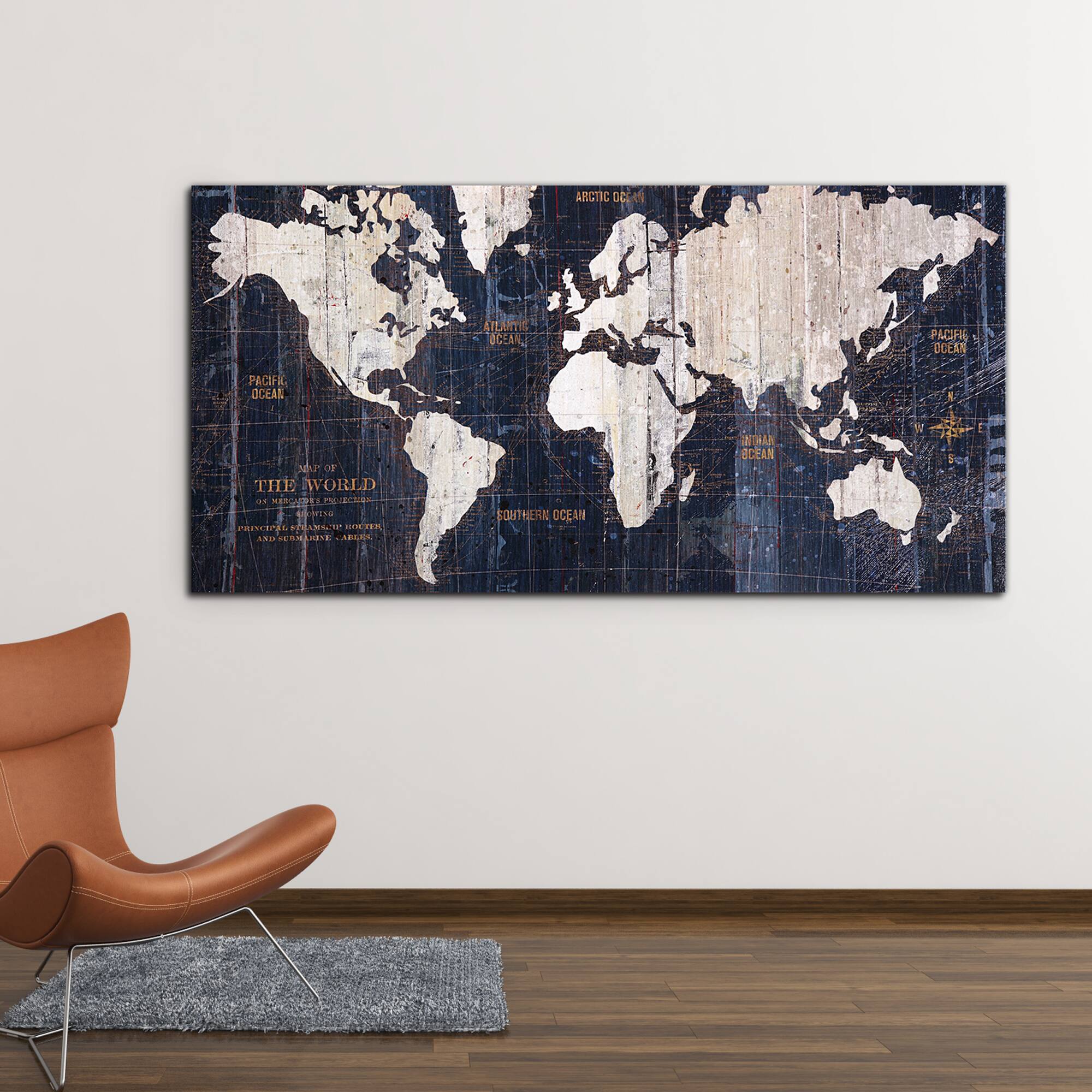 Hand Embellished Old World Map Blue Canvas Art - On Sale - Bed Bath ...