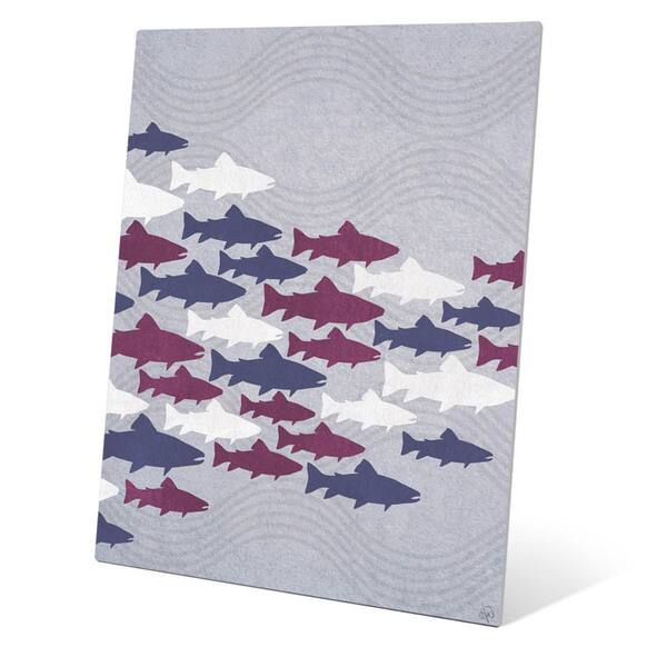 Purple Fish Shoal Wall Art on Metal - Bed Bath & Beyond - 12361452