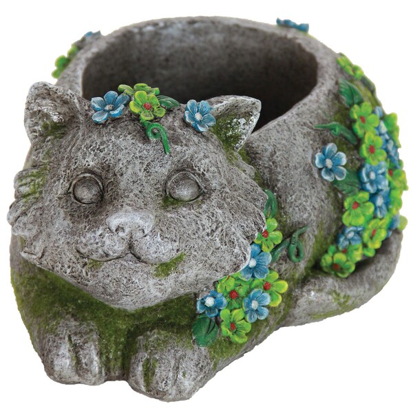 stone cat planter