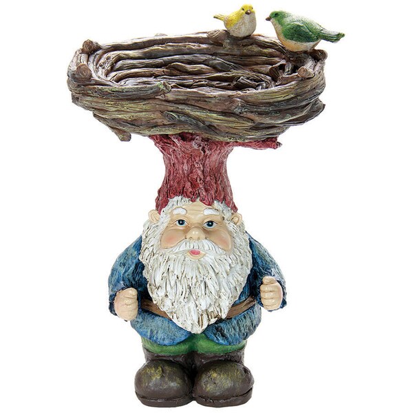 Shop Resin 15inch Gnome Hat Bird Bath Free Shipping Today