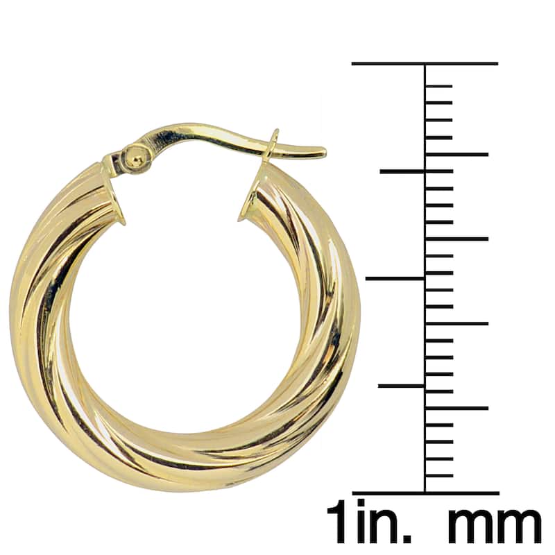Fremada Italian 14k Yellow Gold Twist Design Hoop Earrings