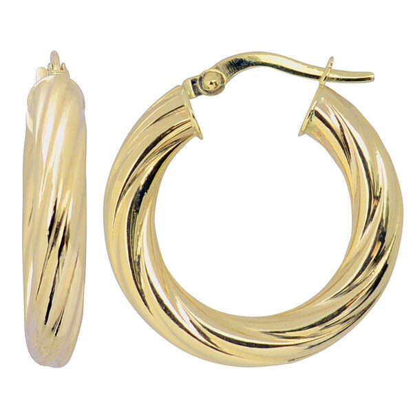 Fremada Italian 14k Yellow Gold Twist Design Hoop Earrings - On Sale ...