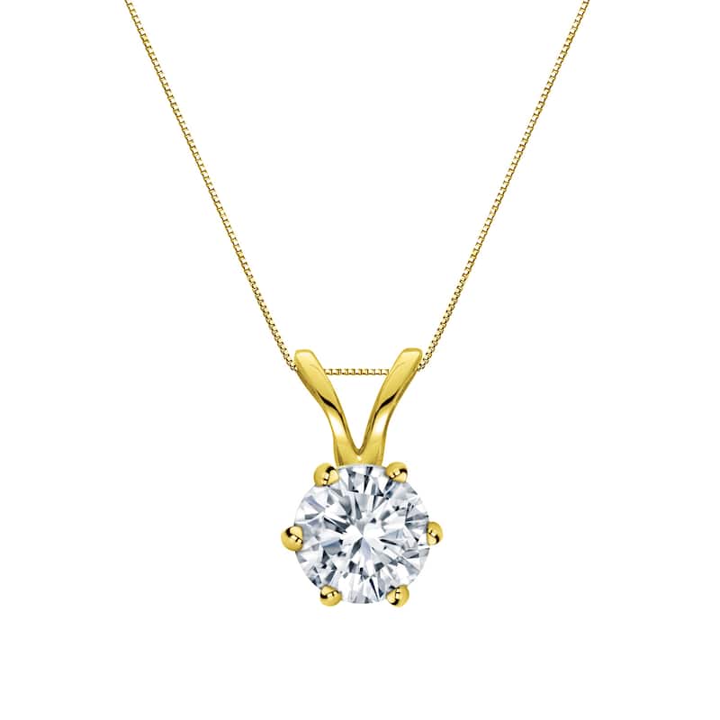 Auriya 14k Gold 1/4ct TDW Round 6-Prong Diamond Solitaire Necklace (H-I, VS1-VS2)