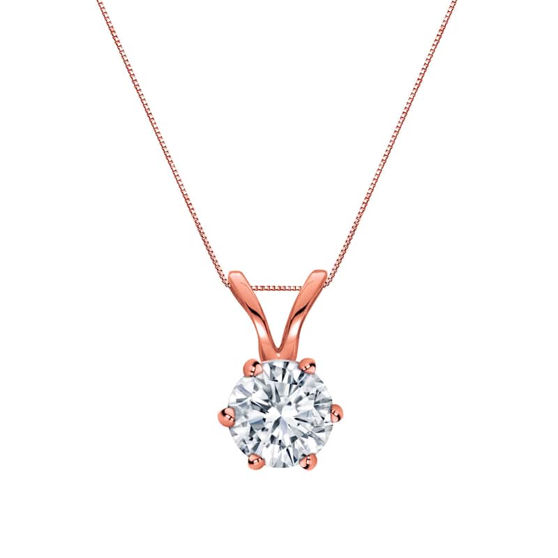 Auriya 14k Gold 1/4ct TDW Round 6-Prong Diamond Solitaire Necklace (H-I, VS1-VS2)
