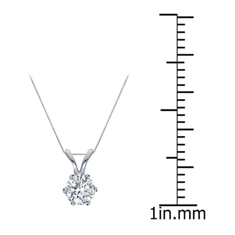 Auriya 14k Gold 1/4ct TDW Round 6-Prong Diamond Solitaire Necklace (H-I, VS1-VS2)