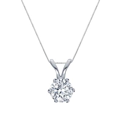 Auriya 14k Gold 1/4ct TDW Round 6-Prong Diamond Solitaire Necklace (H-I, VS1-VS2)