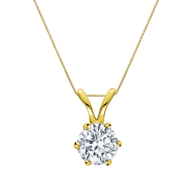 Auriya 14k Gold 1/3ct TDW Round 6-Prong Diamond Solitaire Necklace (H-I, VS1-VS2)