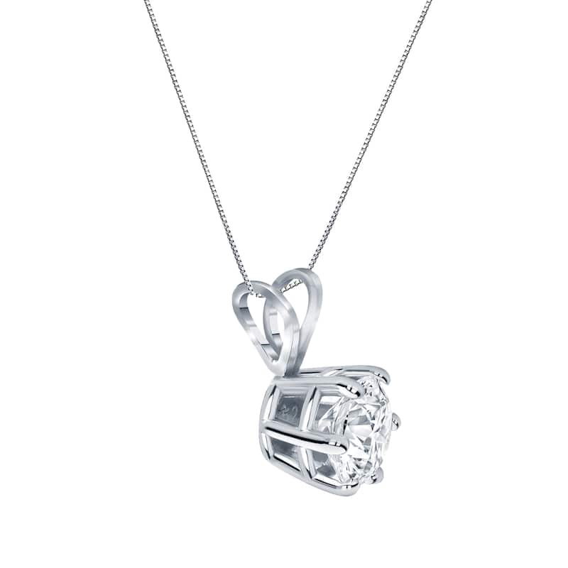 Auriya 14k Gold 1/2ct TDW Round 6-Prong Diamond Solitaire Necklace (H-I, VS1-VS2)