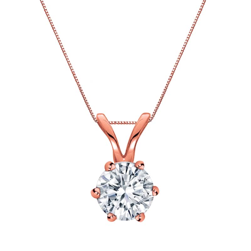 Auriya 14k Gold 1/2ct TDW Round 6-Prong Diamond Solitaire Necklace (H-I, VS1-VS2)