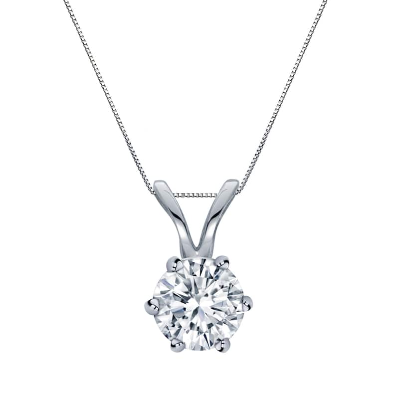 Auriya 14k Gold 1/2ct TDW Round 6-Prong Diamond Solitaire Necklace (H-I, VS1-VS2)