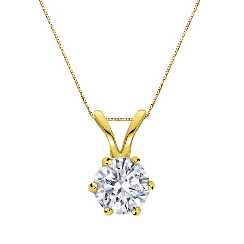 Auriya 14k Gold 1/2ct TDW Round 6-Prong Diamond Solitaire Necklace (H-I, VS1-VS2)