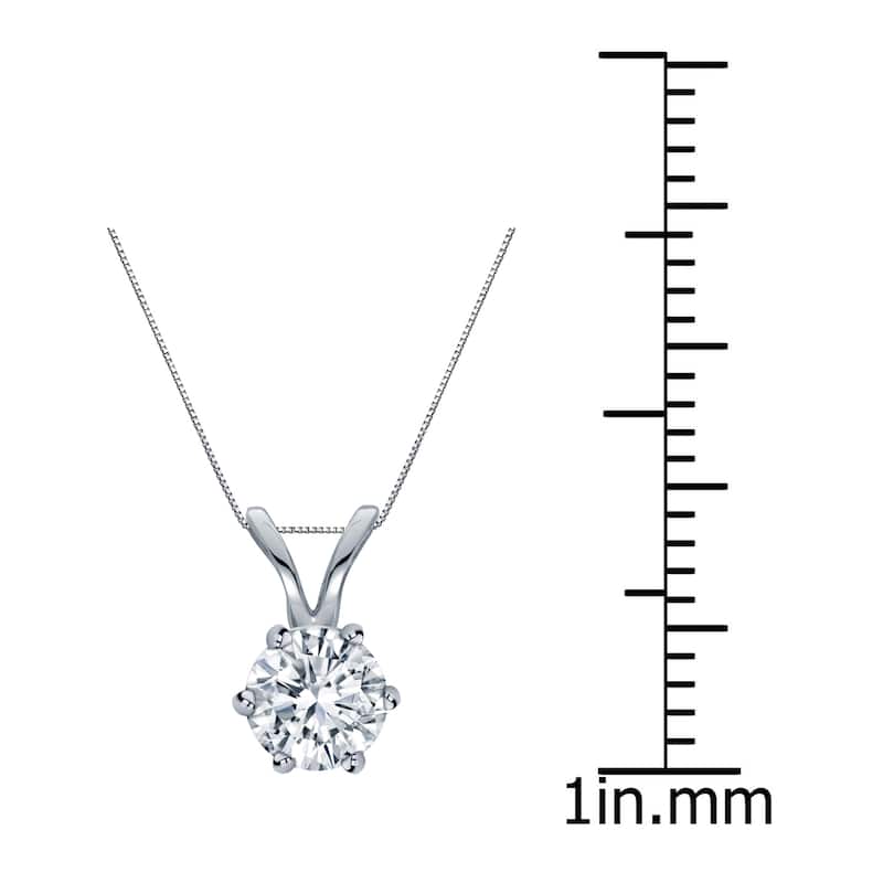 Auriya 14k Gold 1/2ct TDW Round 6-Prong Diamond Solitaire Necklace (H-I, VS1-VS2)