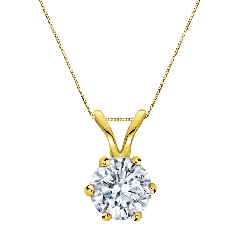 Auriya 14k Gold 3/4ct TDW Round 6-Prong Diamond Solitaire Necklace (H-I, VS1-VS2)