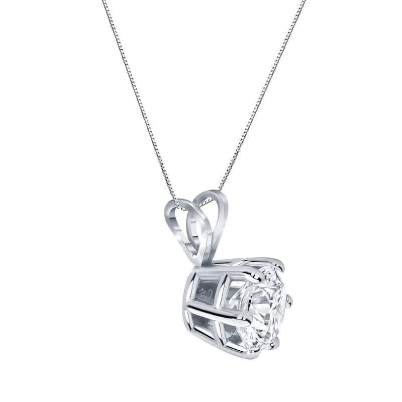 Auriya 14k Gold 3/4ct TDW Round 6-Prong Diamond Solitaire Necklace (H-I, VS1-VS2)