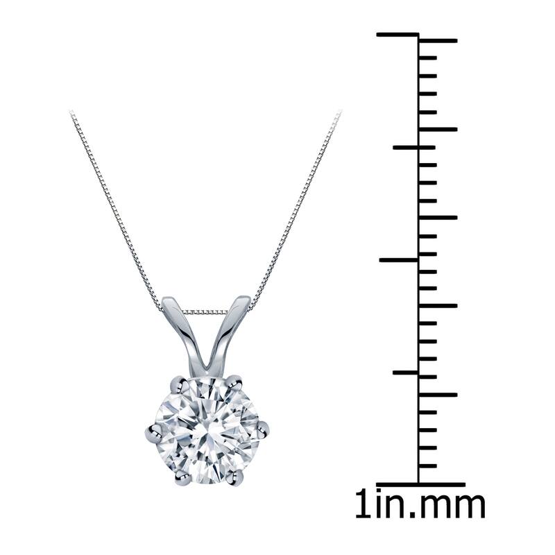 Auriya 14k Gold 3/4ct TDW Round 6-Prong Diamond Solitaire Necklace (H-I, VS1-VS2)