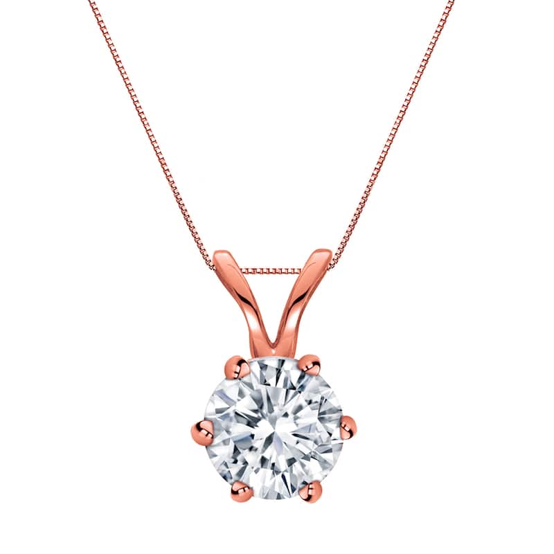 Auriya 14k Gold 3/4ct TDW Round 6-Prong Diamond Solitaire Necklace (H-I, VS1-VS2)