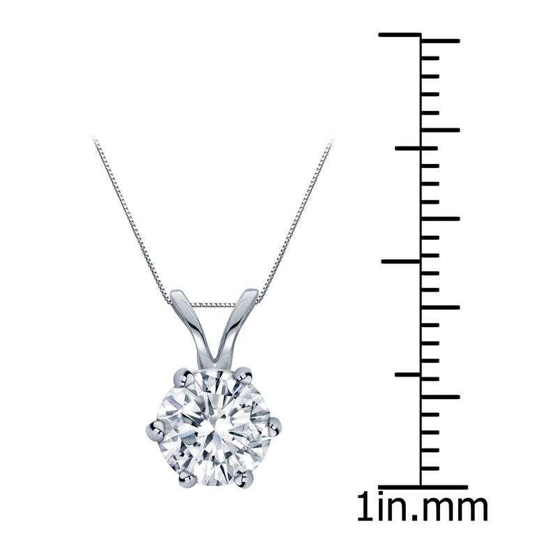 Auriya 14k Gold 1ct TDW Round 6-Prong Diamond Solitaire Necklace (H-I, VS1-VS2)
