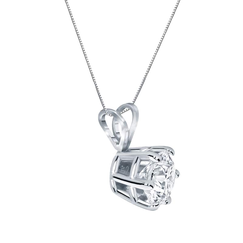 Auriya 14k Gold 1ct TDW Round 6-Prong Diamond Solitaire Necklace (H-I, VS1-VS2)